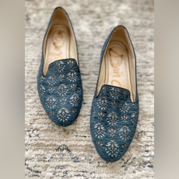 Sam Edelman Jordy Loafers Slip On Flats Size 9 Blue Embroidered - Picture 1 of 10